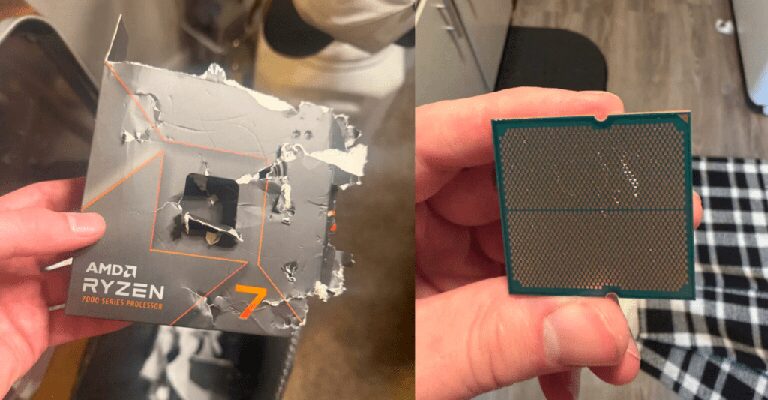 AMD Ryzen 7 7700X was chewed to pieces by a dog, of course the warranty will not cover it