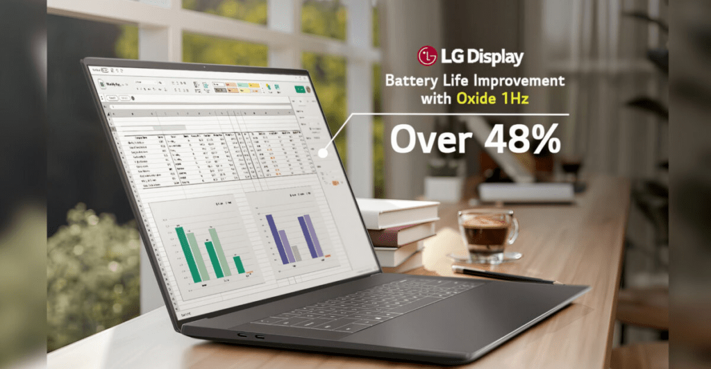 LG Starts Mass Production of 1Hz–120Hz Laptop Panels, Claiming Up to 48% Longer Battery Life