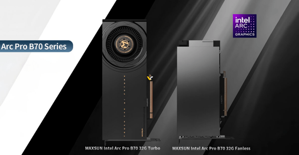 MAXSUN Launches Custom Intel Arc Pro B70 Cards, Including a Fanless Model Built for Dense AI Deployment