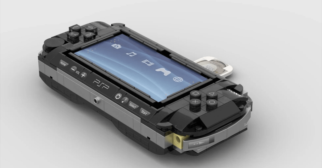 333 Lego bricks can restore the PSP handheld console 1:1, including the UMD tray and games!